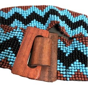 SS Double S Collection Belt Beaded Western Southwest Stretch Boho